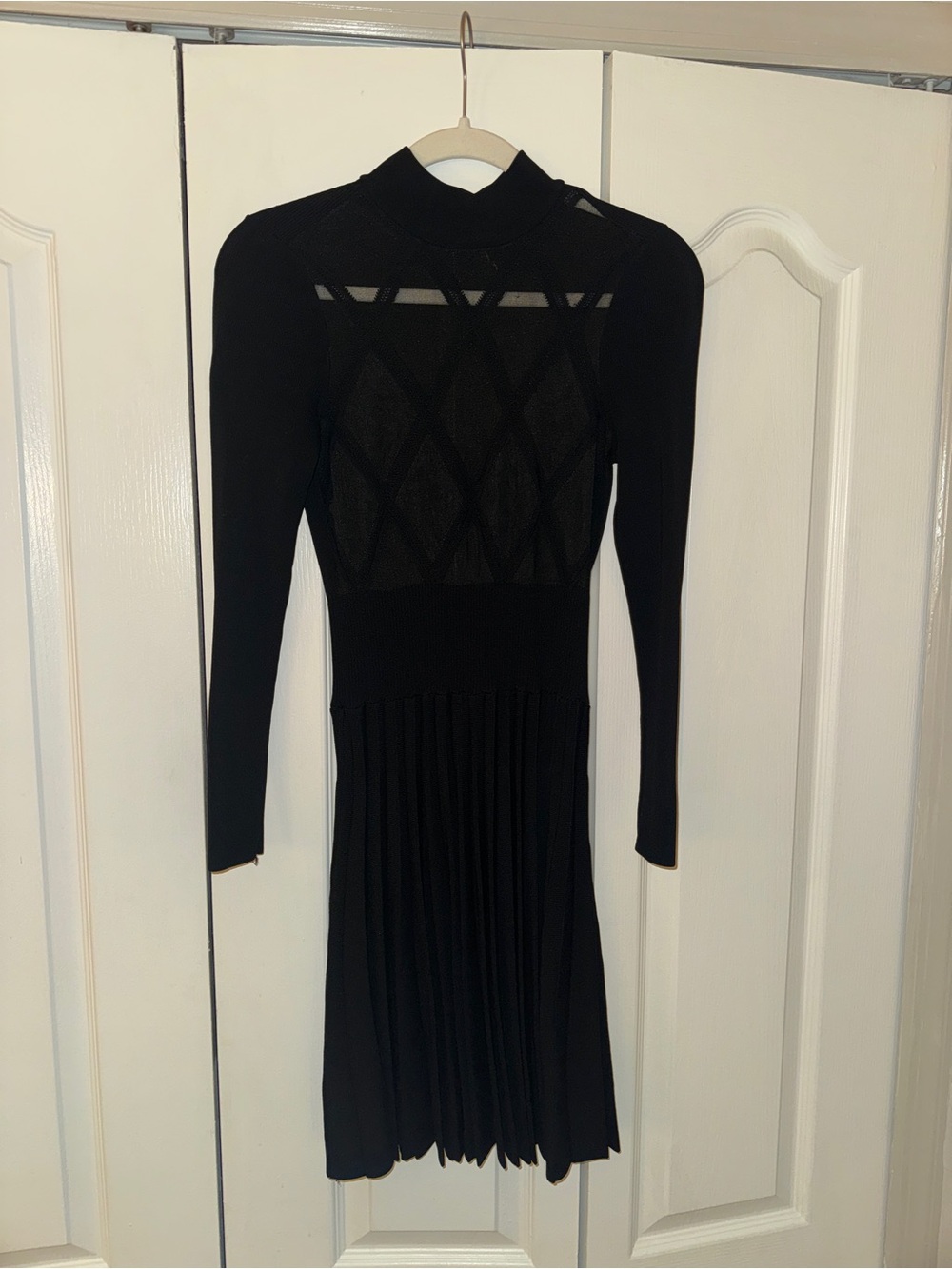 Ted Baker Black Long-Sleeve Pleated Mini Dress
